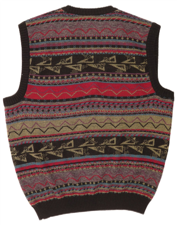 Vintage herrevest tanktop stor flerfarvet geometrisk akryl