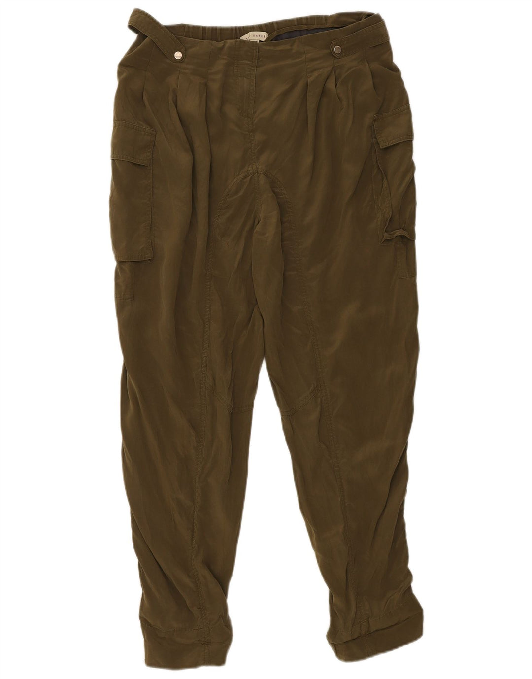 Ted Baker Dame Højtaljede Cargo Bukser Størrelse 3 Medium W34 L28 Khaki