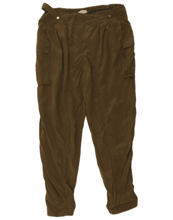 Ted Baker Dame Højtaljede Cargo Bukser Størrelse 3 Medium W34 L28 Khaki
