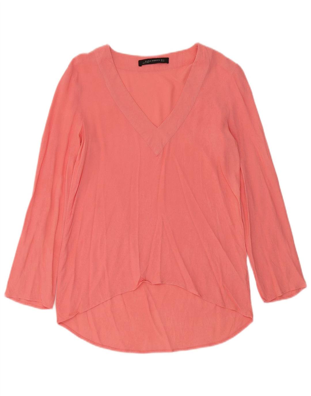 Zara Dame Langærmet Tunika Top UK 10 Small Pink Viscose