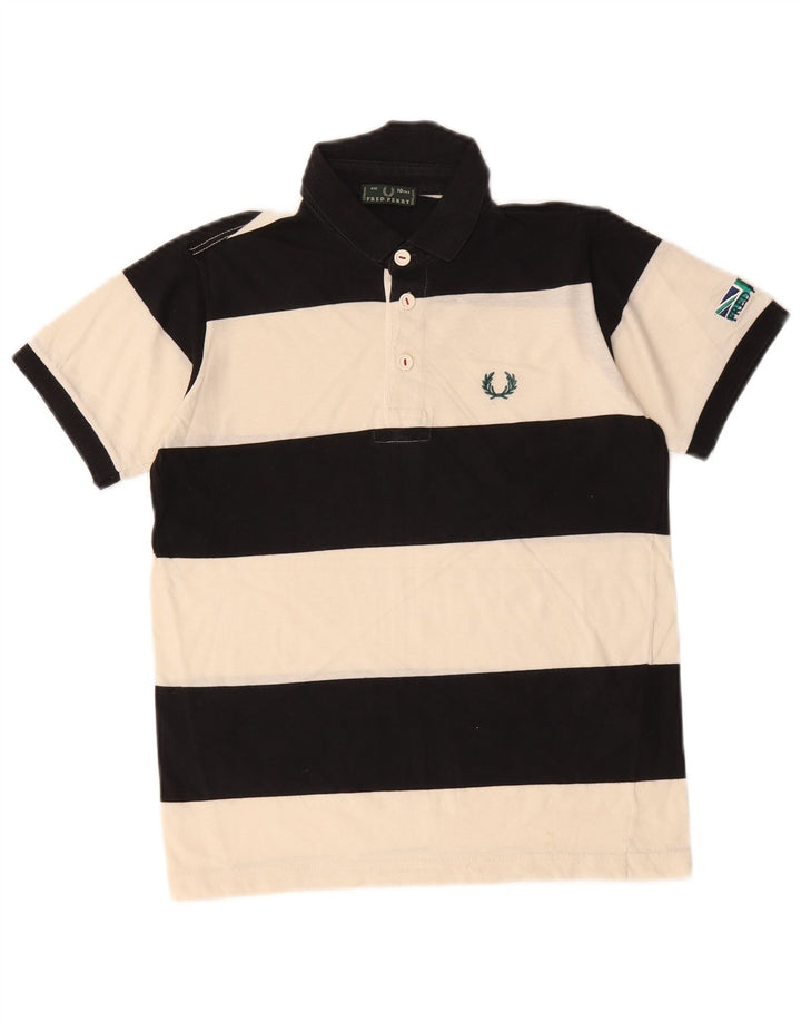 Fred Perry Boys Rugby Polo Shirt 9-10 år Sort Stribet