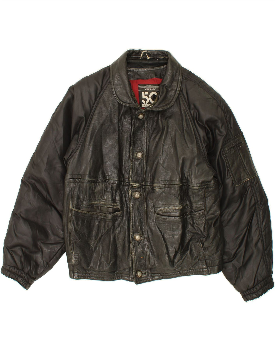 50 CINQUANTA  Mens Leather Jacket IT 54 2XL Black Leather Vintage 50 Cinquanta and Second-Hand 50 Cinquanta from Messina Hembry 