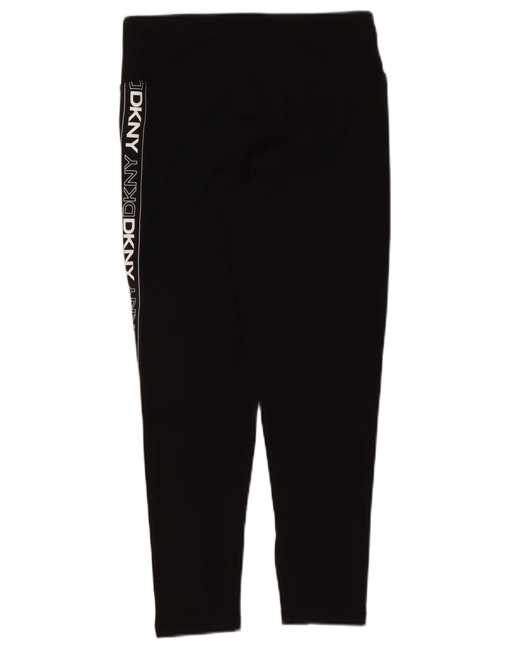 Dkny Womens Graphic Crop Leggings UK 12 Medium Black Bomuld