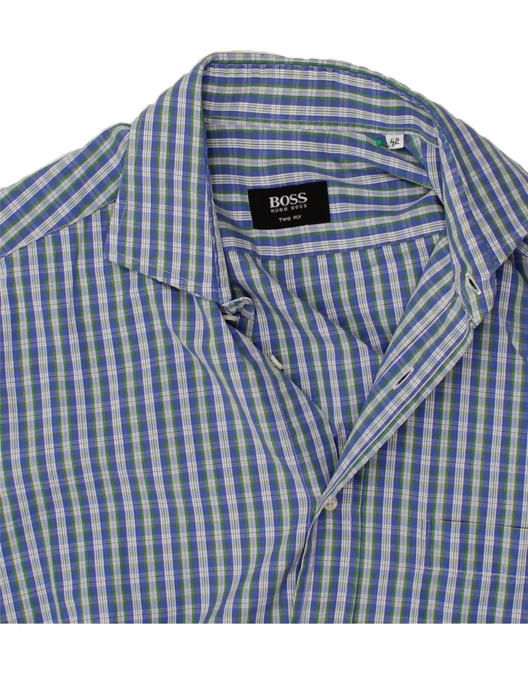HUGO BOSS Mens Shirt Size 42 Large Blue Check Cotton Vintage Hugo Boss and Second-Hand Hugo Boss from Messina Hembry 