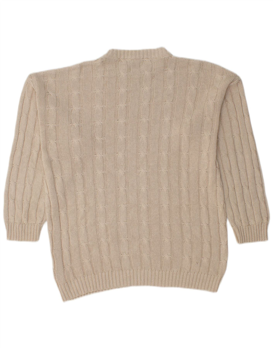 Vintage mænd med rund hals sweater stor beige bomuld