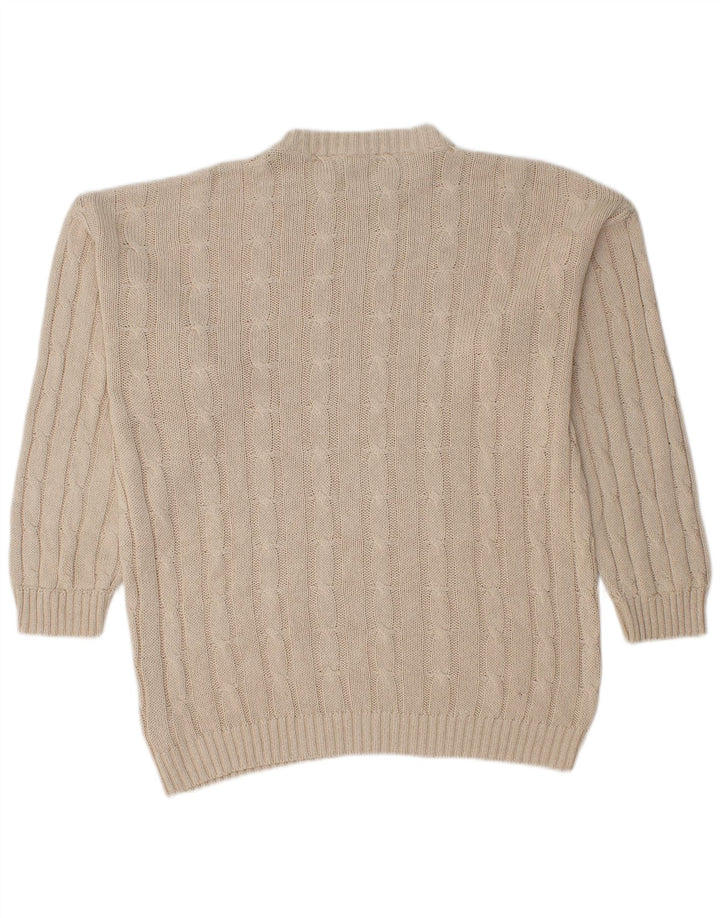 Vintage mænd med rund hals sweater stor beige bomuld