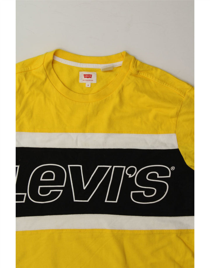 LEVI'S Mens Graphic T-Shirt Top Small Yellow Colourblock Cotton Vintage Levi's and Second-Hand Levi's from Messina Hembry 
