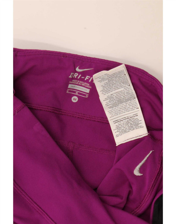 Nike Dame Capri Leggings UK 12 Medium Lilla Colourblock Nylon
