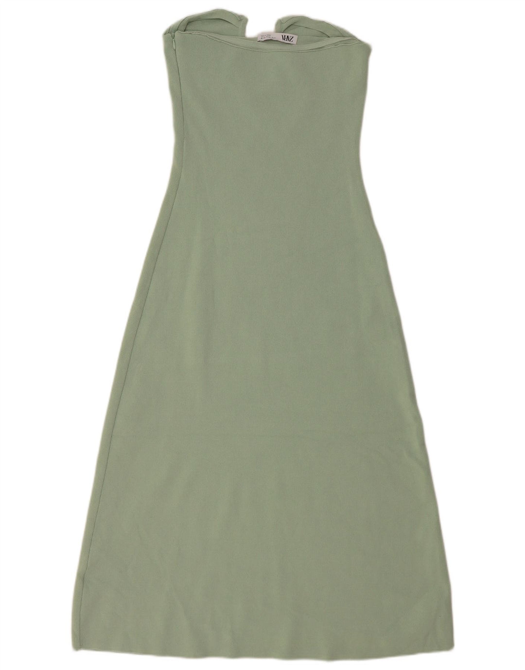 Zara Dame Stropløs Kjole UK 12 Medium Green Viscose