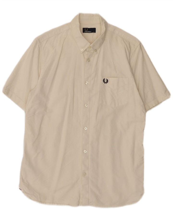 Fred Perry Herre kortærmet skjorte Stor hvid bomuld