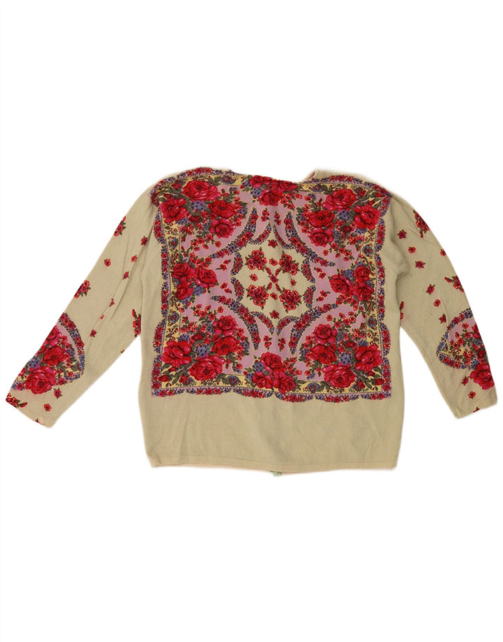 Blumarine dame cardigan sweater IT 46 Stor flerfarvet blomsteruld