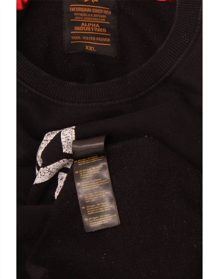 ALPHA INDUSTRIES Herre Grafisk Sweatshirt Jumper 2XL Sort Bomuld