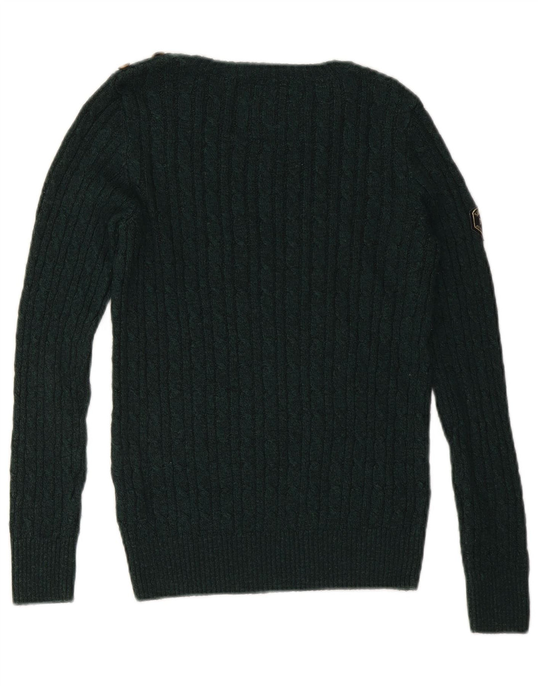 SUPERDRY Dame Boat Neck Jumper Sweater UK 10 Small Green Acryl