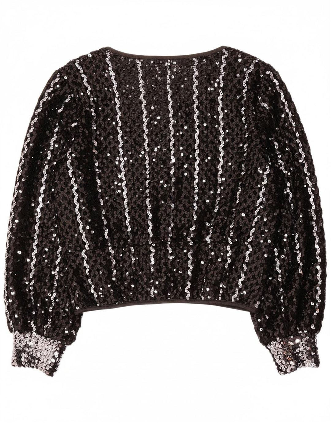 VERA MONT Womens Sequin Crop Cardigan Top EU 36 Small Black Polyacrylic