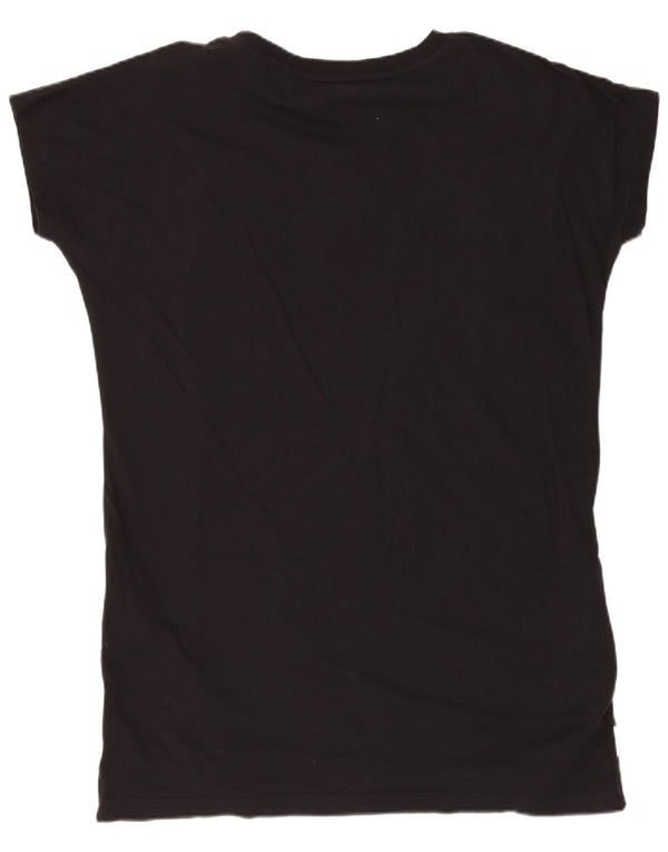 Reebok Dame Oversized grafisk T-shirt Top UK 12/14 Medium Sort