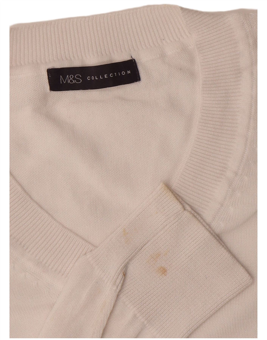 Marks & Spencer Herre V-hals sweater XL Hvid Bomuld