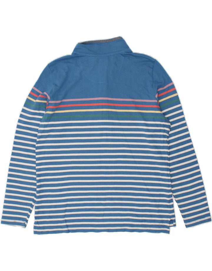 L.L.BEAN Womens Button Neck Sweatshirt Jumper UK 16 Large Blue Striped Vintage L.L.Bean and Second-Hand L.L.Bean from Messina Hembry 