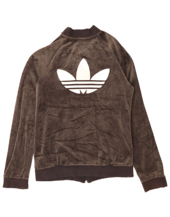 Adidas piger grafisk velour træningsdragt topjakke 11-12 år grå polyester