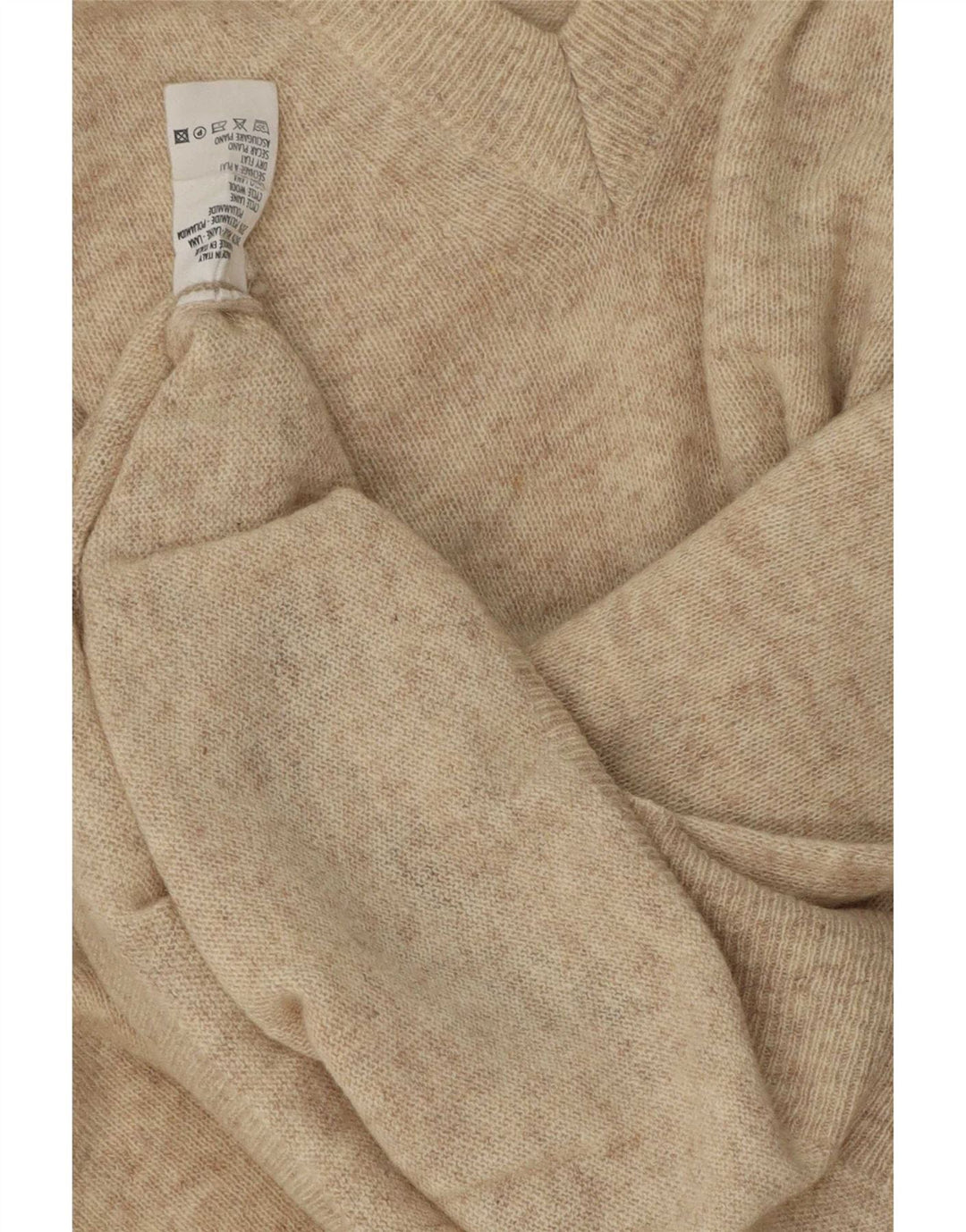 Vintage Herre V-hals sweater Stor Beige Flecked Uld