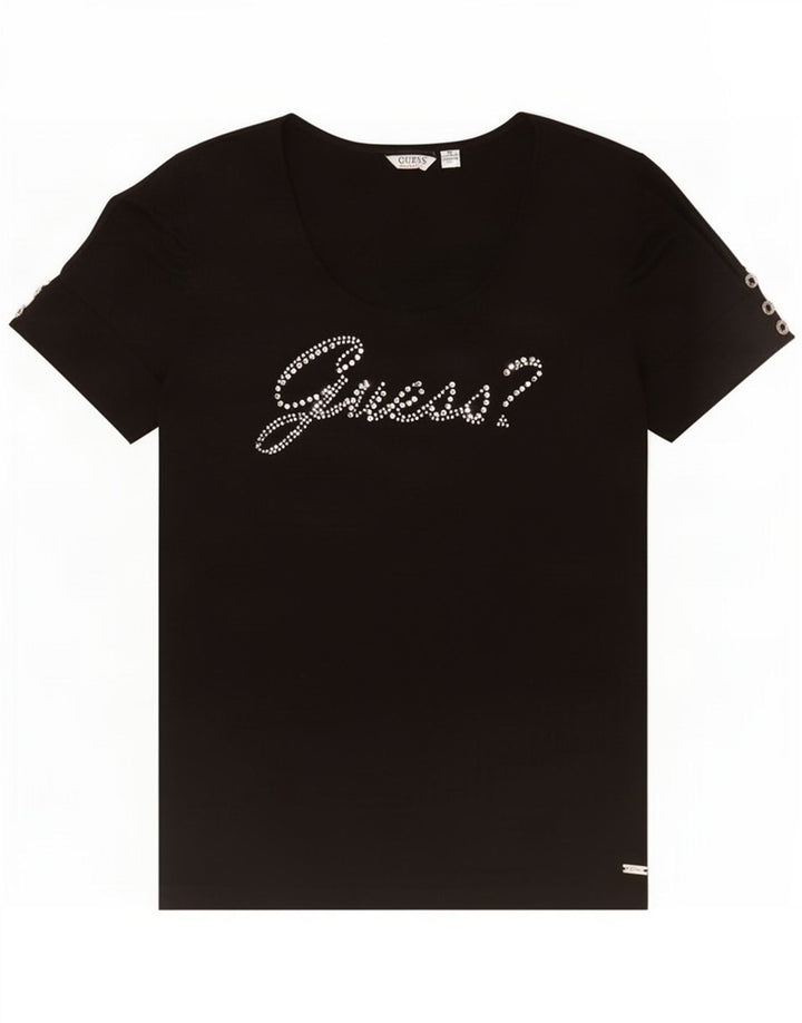 Guess Graphic T-Shirt Top UK 12 Medium Sort Polyester