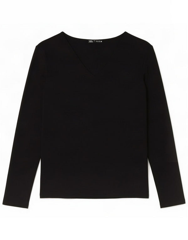 Zara Dametop Langærmet UK 10 Small Black