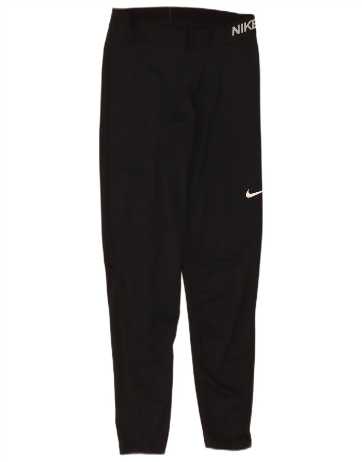Nike Dame Dri Fit Grafiske Leggings UK 12 Medium Sort Polyester