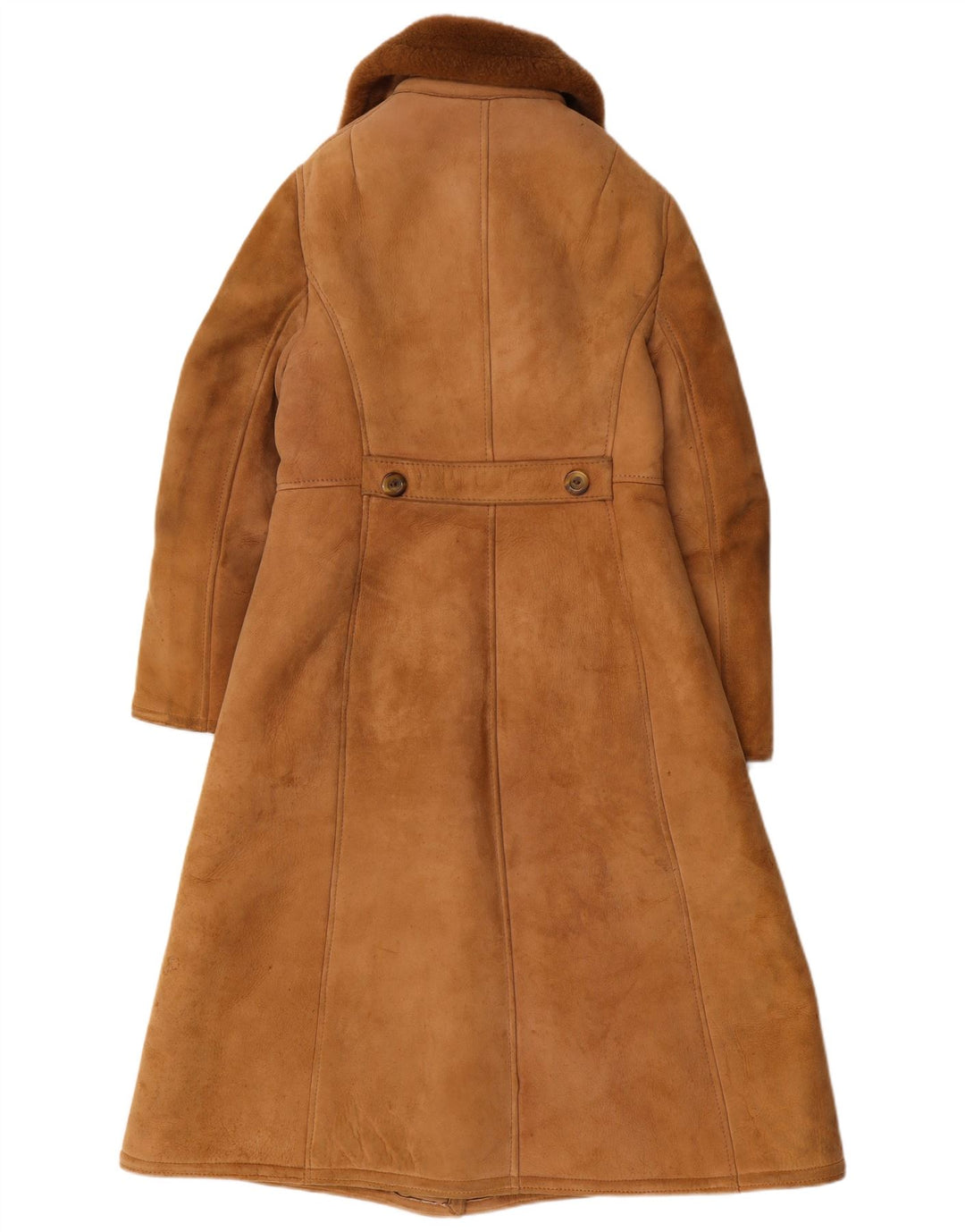 Julian Vard Dame Shearling Coat UK 12 Medium Brown Læder