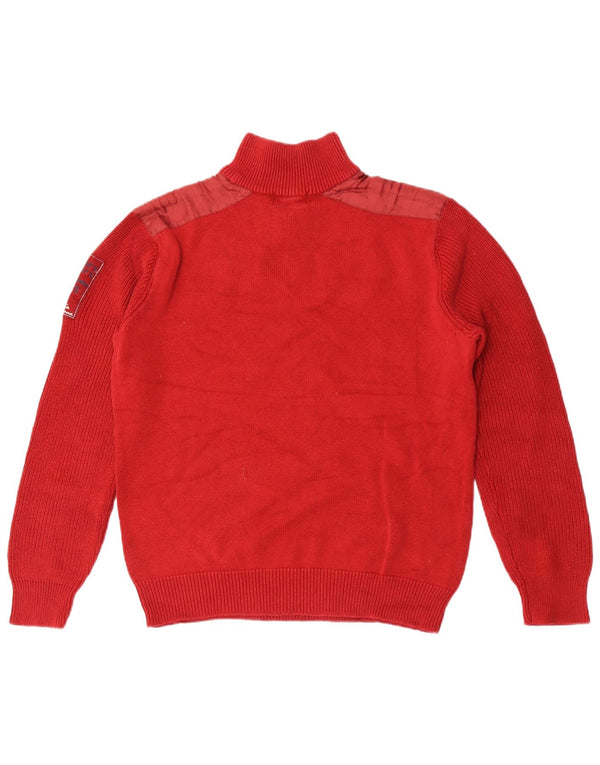 Marina Militare Dame Grafisk Zip Neck Jumper Sweater UK 18 XL Rød Bomuld