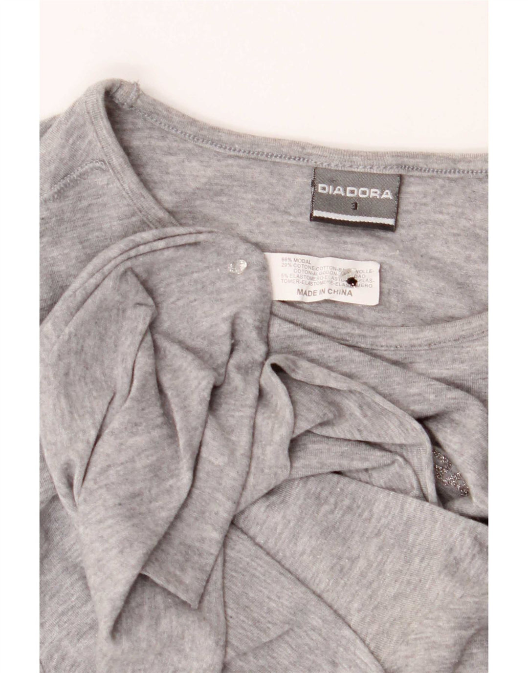 Diadora Dame T-Shirt Top US 3 Small Grå Modal
