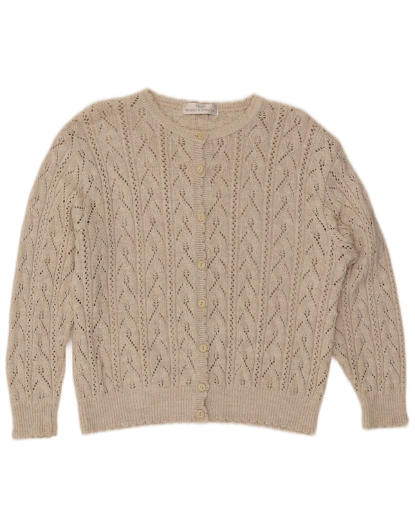 Marks & Spencer Dame Cardigan Sweater UK 12 Medium Beige Akryl