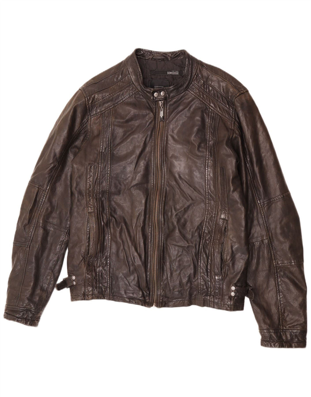 Bomboogie Herre Læder Racer Jakke UK 42 XL Brun Læder