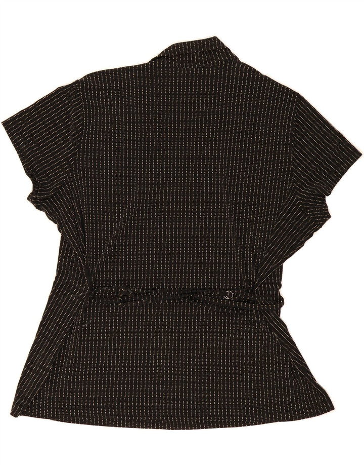 MOSSIMO Womens Stretch Shirt Blouse UK 20 2XL Black Pinstripe Polyester Vintage Mossimo and Second-Hand Mossimo from Messina Hembry 