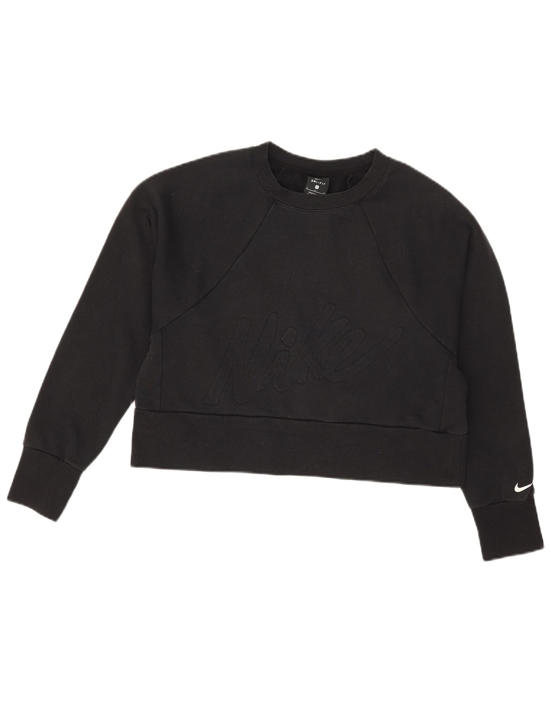 Nike Dame Dri Fit Grafisk Oversized Sweatshirt Jumper UK 10 Lille Sort