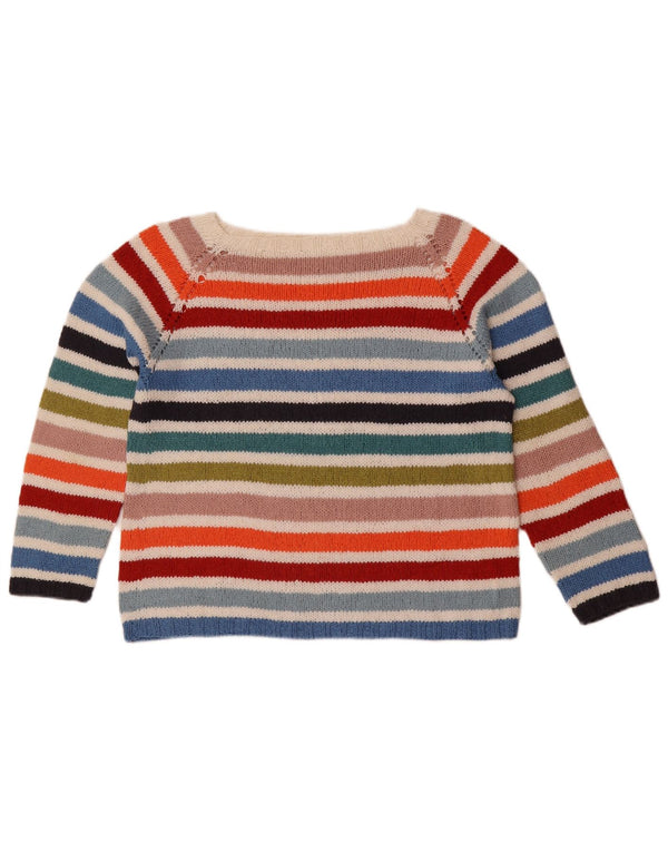 Vintage Dame Boat Neck Jumper Sweater UK 14 Medium Flerfarvet Stribet