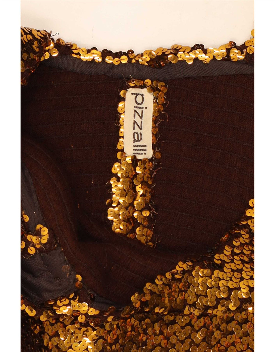 Vintage Kvinders ærmeløs pailletter Crop Top UK 12 Medium Gold
