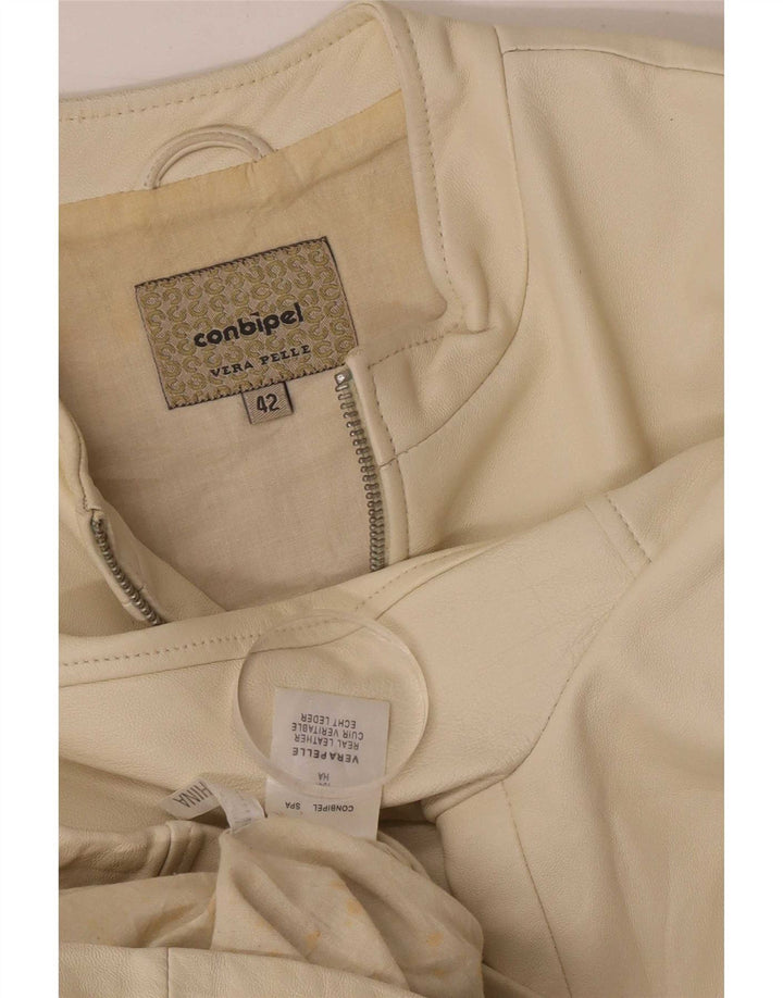 Conbipel Dame Bomber Læderjakke IT 42 Medium Beige
