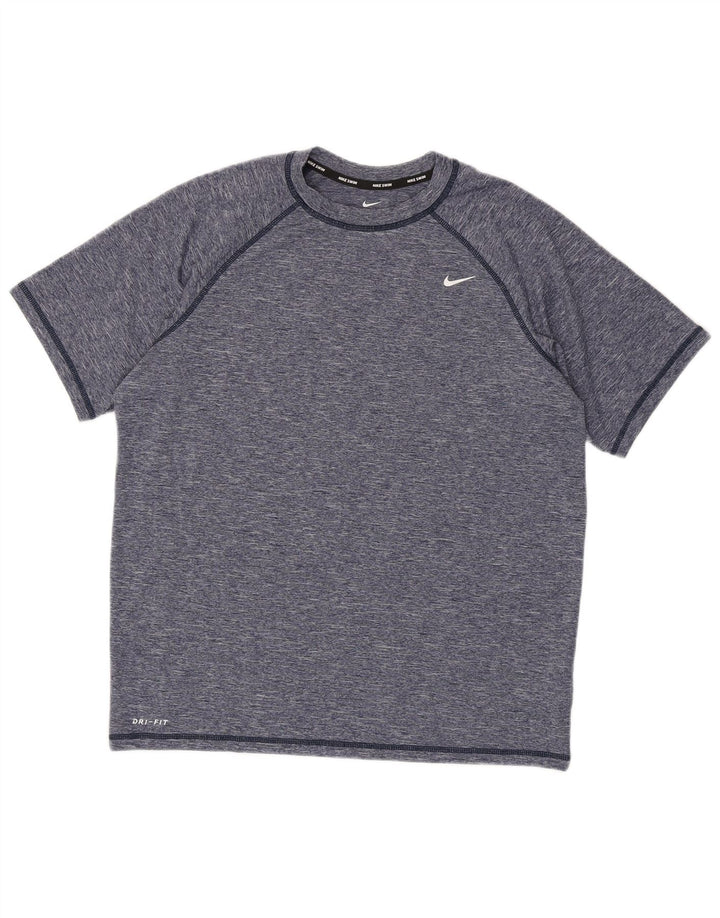 Nike Dri Fit T-shirt top til mænd, stor marineblå flækket polyester