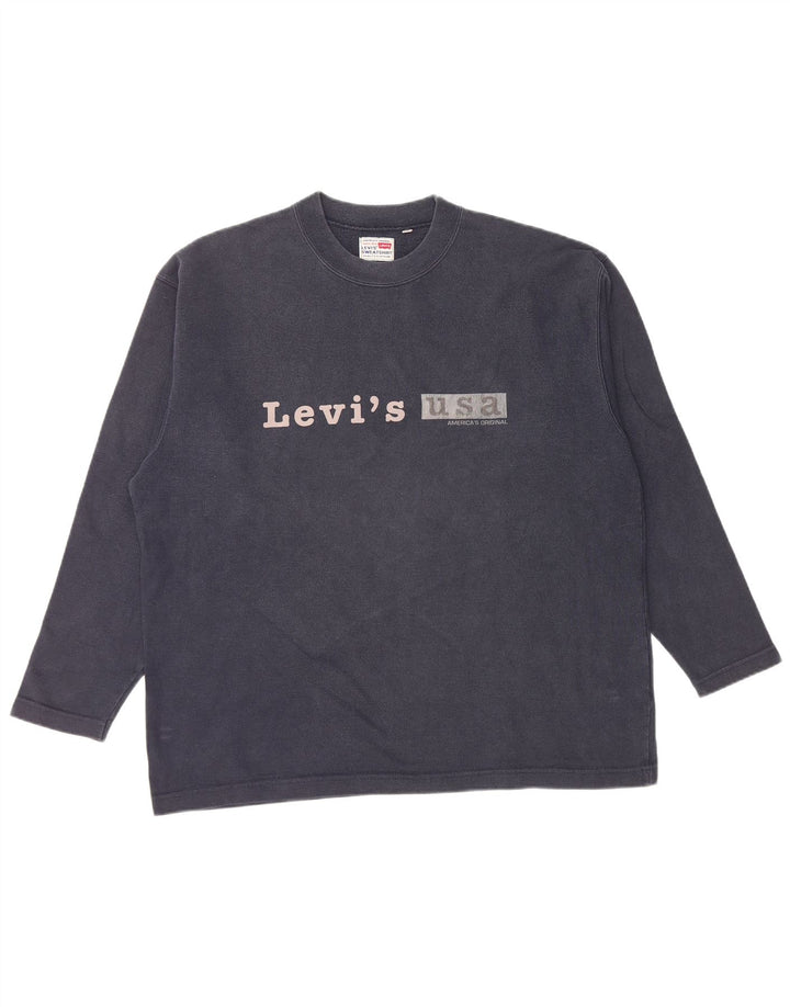LEVI'S Grafisk sweatshirt til mænd, stor marineblå bomuld