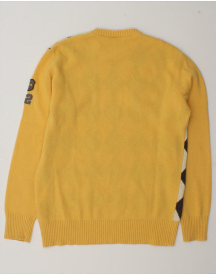 Tom Tailor Herre Crew Neck trøje Sweater Large Yellow Argyle/Diamond Wool