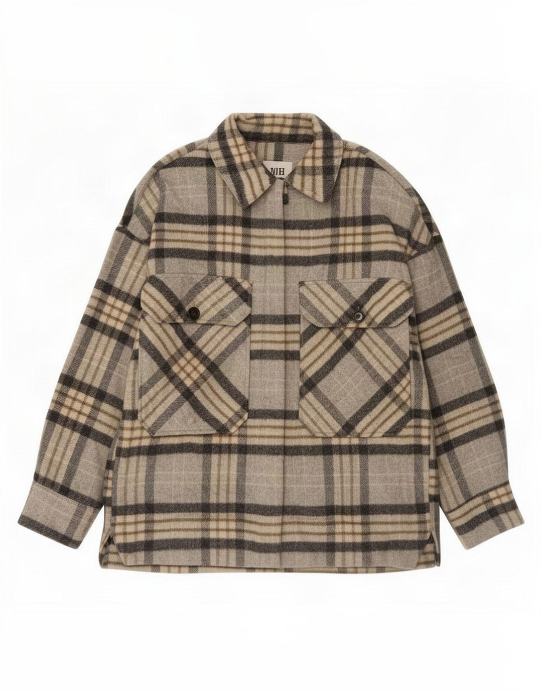 Zara Dame Shacket Jacket UK 14 Medium Grey Plaid