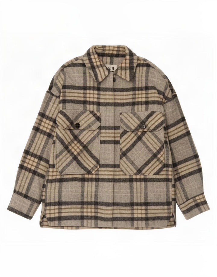 Zara Dame Shacket Jacket UK 14 Medium Grey Plaid