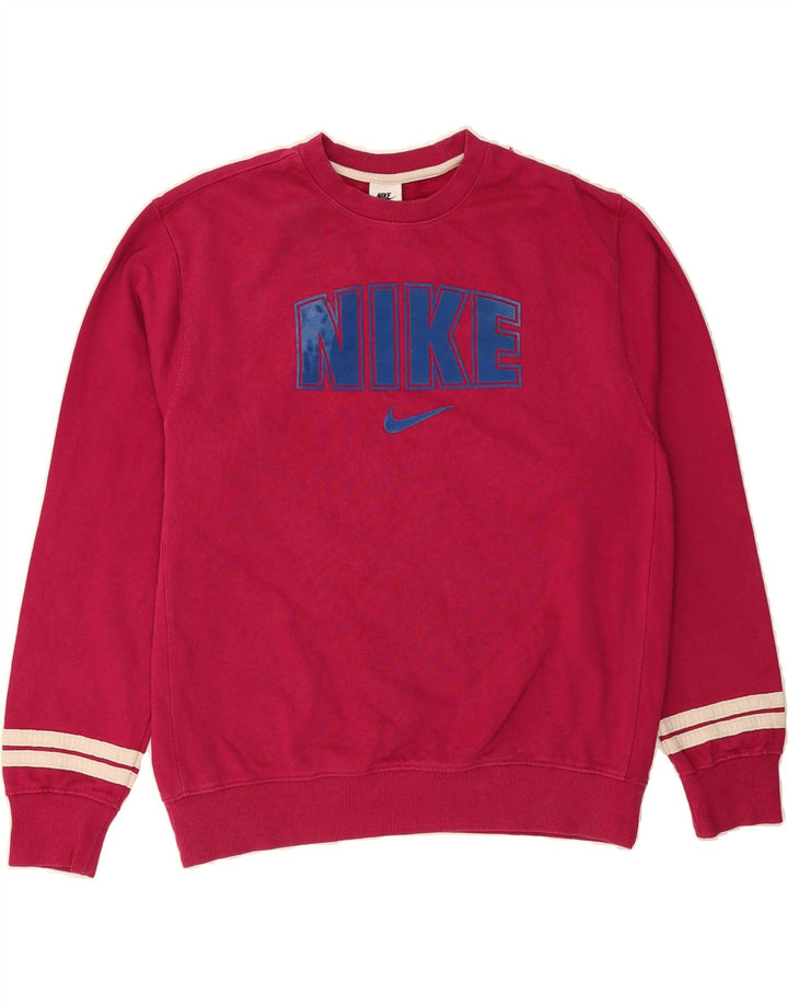 NIKE Mens Graphic Sweatshirt Jumper Medium Pink Cotton Vintage Nike and Second-Hand Nike from Messina Hembry 