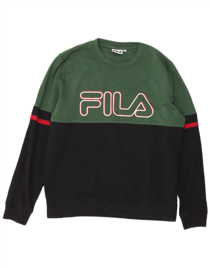 Fila Herre grafisk sweatshirt Jumper Medium Sort Colourblock Bomuld