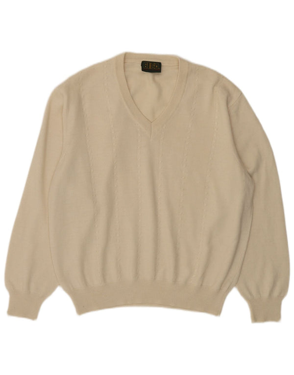 BIBO Dame V-hals sweater IT 50 XL Off White Uld