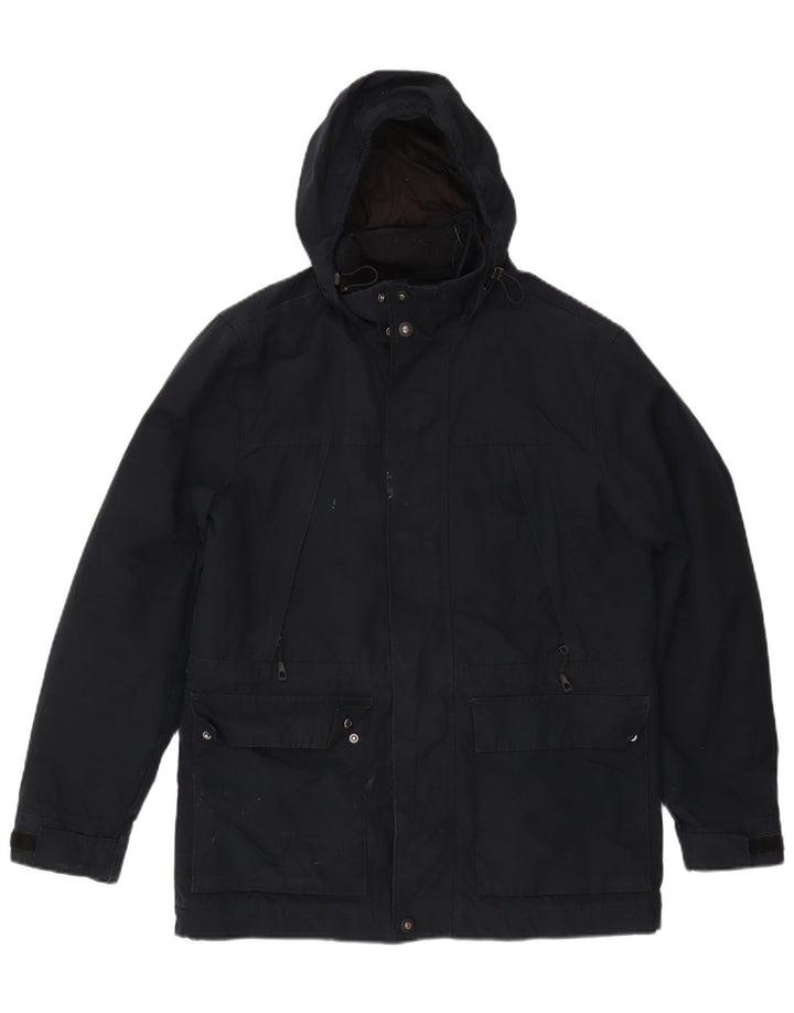 Marks & Spencer Herre Hooded Utility Jacket UK 38 Medium Navy Blue Cotton