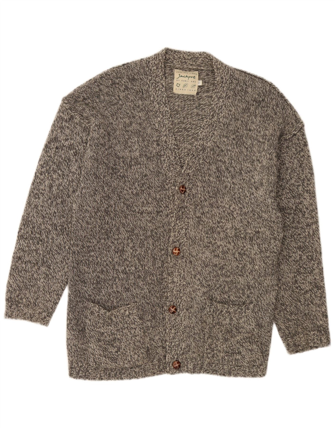 Jackpot Herre Cardigan Sweater Stor Grå Flecked