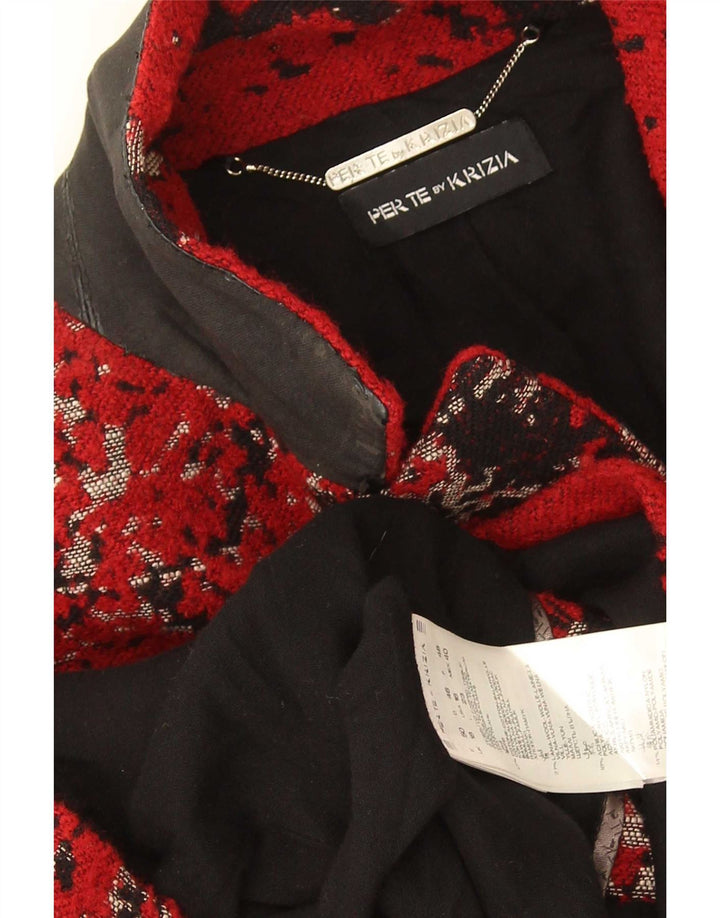 Perte by Krizia Dame abstrakt mønster blazerjakke UK 18 XL rød bomuld