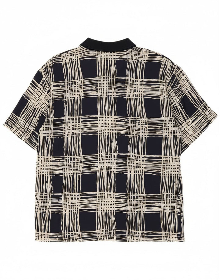 Suspense Herre Kortærmet Pullover Shirt Large Navy Blue Check Viscose