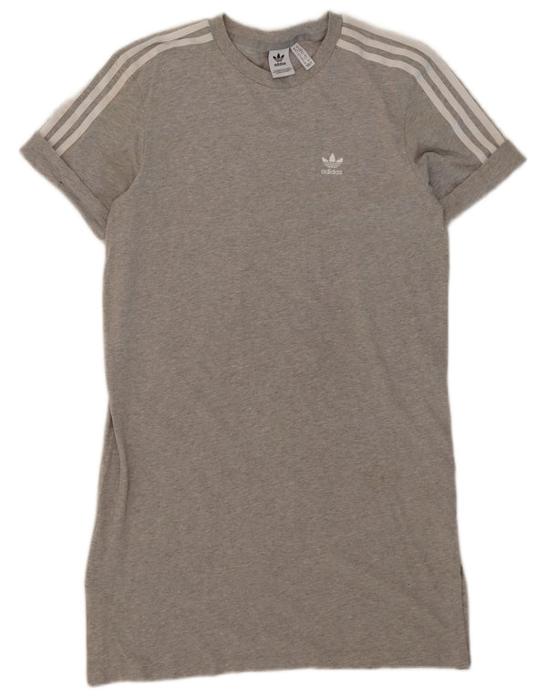 Adidas Dame Oversized T-Shirt Dress UK 10 Small Grey Bomuld