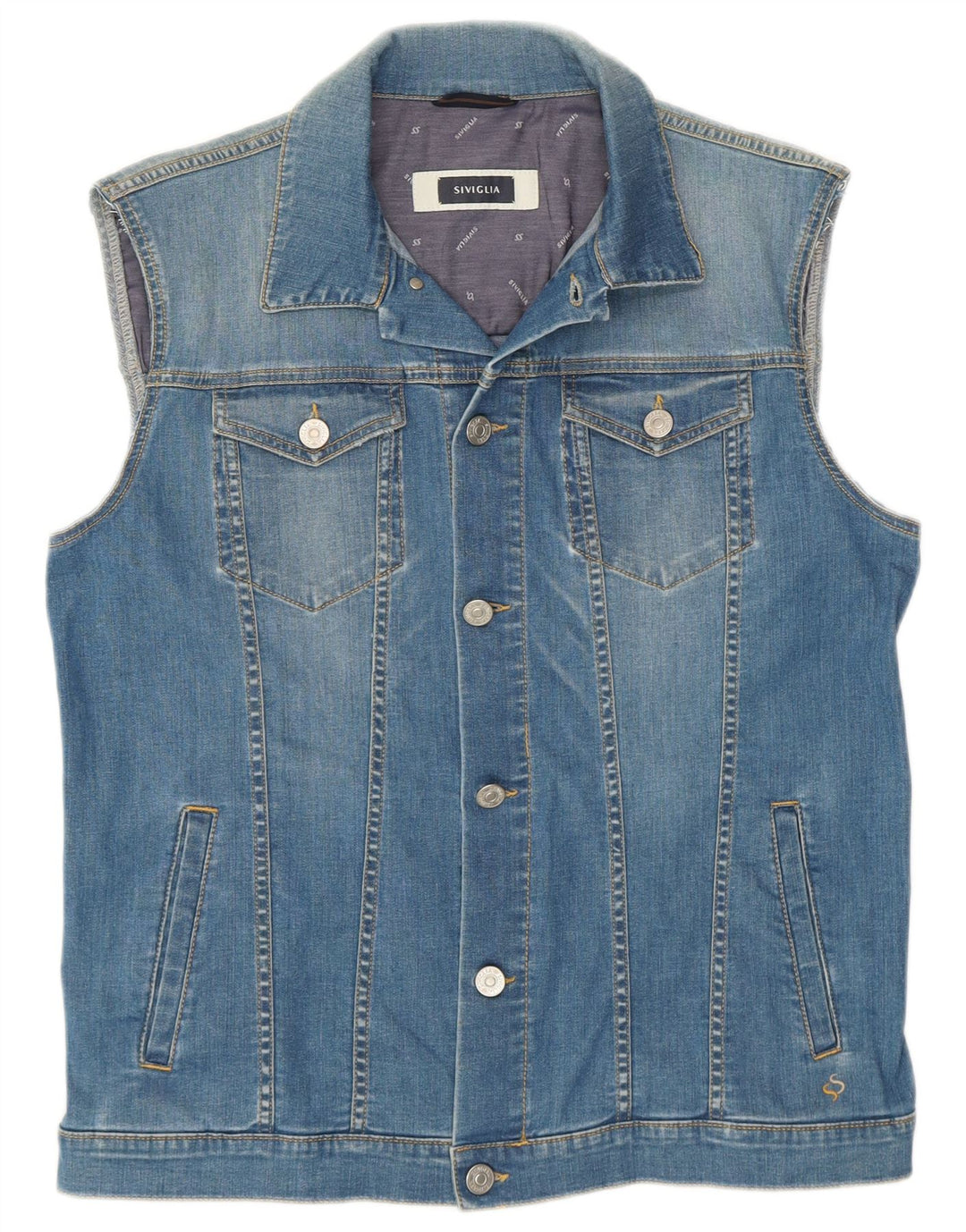 SIVIGLIA Herre Denim Gilet UK 38 Medium Blue